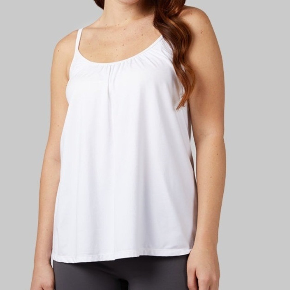32 Degrees Women's Size XXL Cool Flowy Bra Cami Tank Top White Scoop Neck Bra